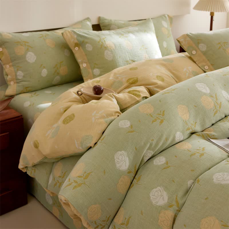 Linge de lit en gaze de coton à motif jacquard rose pastel - image 4