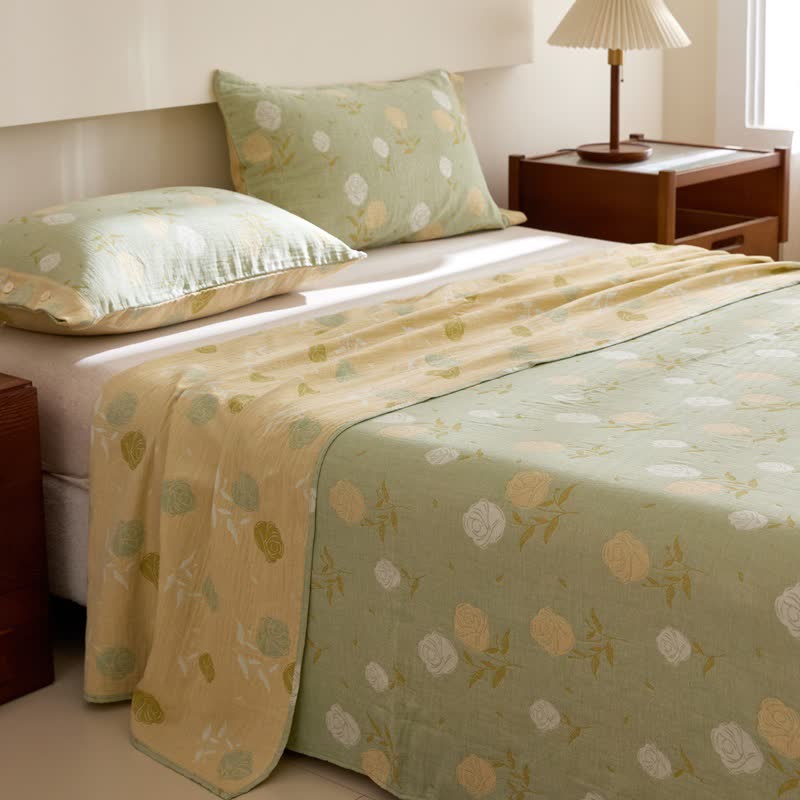 Linge de lit en gaze de coton à motif jacquard rose pastel - image 7