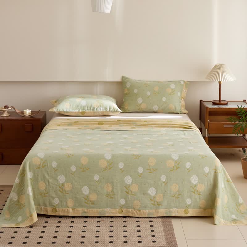 Linge de lit en gaze de coton à motif jacquard rose pastel - image 6