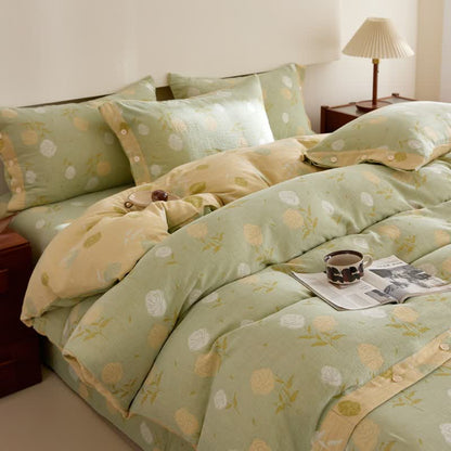Linge de lit en gaze de coton à motif jacquard rose pastel - image 2