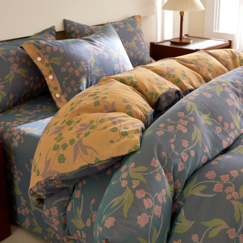 Linge de lit jacquard Campanula en gaze de coton - image 1