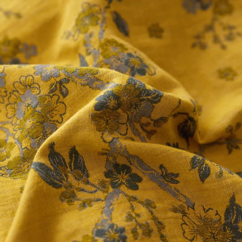Linge de lit en gaze de coton à motif jacquard et motif fleur de prunier - image 9
