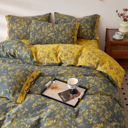 Linge de lit en gaze de coton à motif jacquard et motif fleur de prunier - image 5