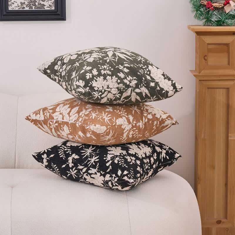 Coussin avec motif de feuilles de fleurs et insert - image 3