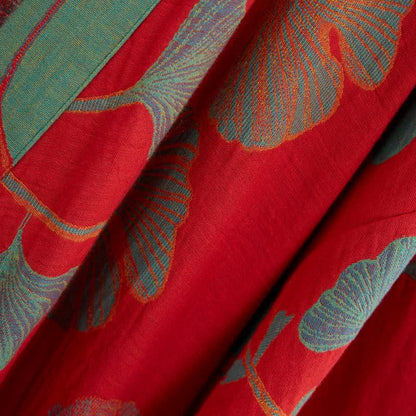 Peignoir kimono en coton bio avec feuille de ginkgo - image 15