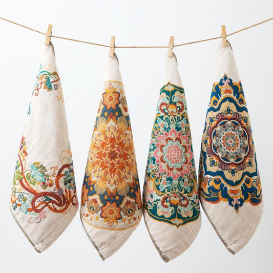 Torchon de cuisine absorbant en gaze de coton au style vintage - Ensemble de quatre pièces - image 0