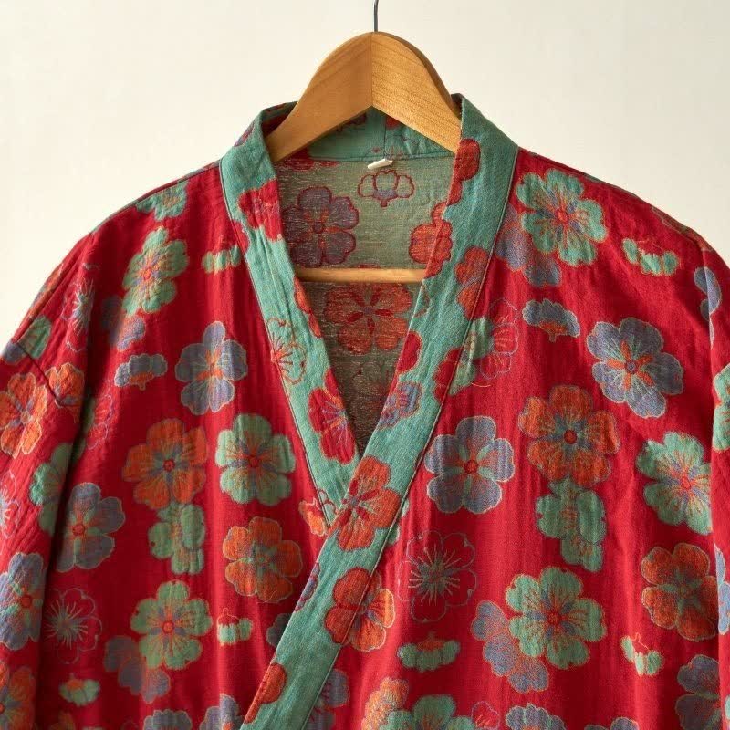 Peignoir kimono en gaze de coton imprimé fleurs de prunier - image 4