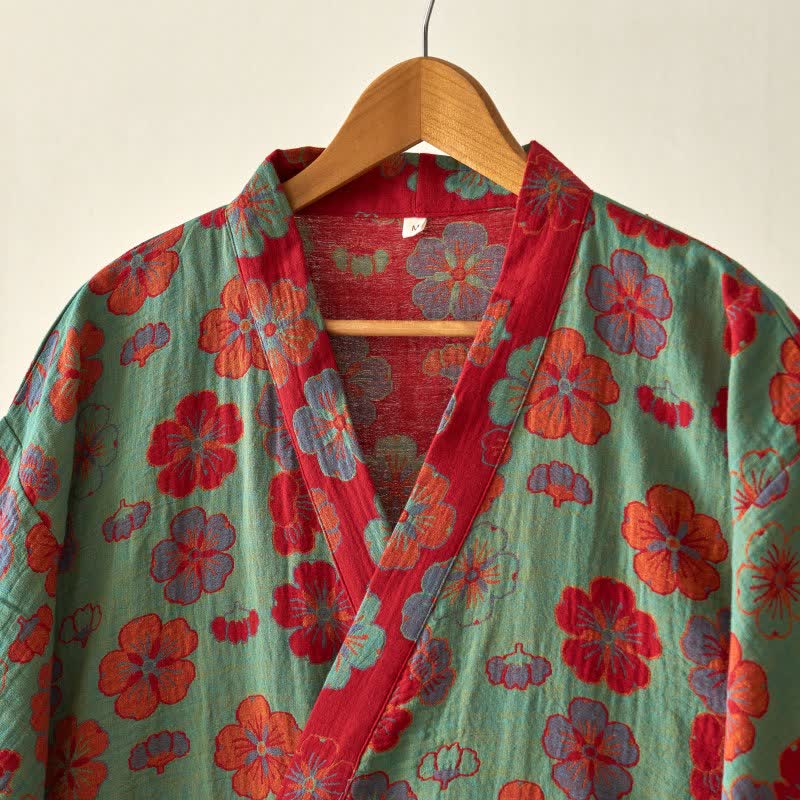 Peignoir kimono en gaze de coton imprimé fleurs de prunier - image 13