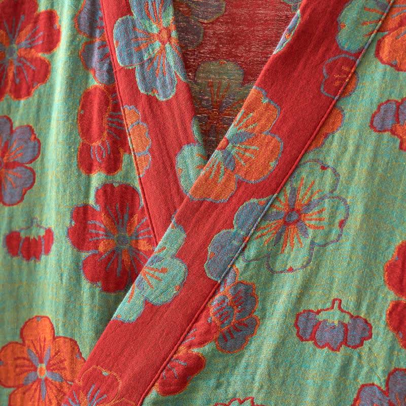 Peignoir kimono en gaze de coton imprimé fleurs de prunier - image 14