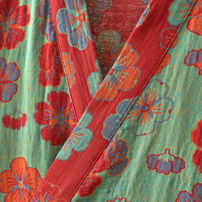 Peignoir kimono en gaze de coton imprimé fleurs de prunier - image 14