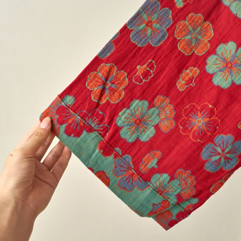 Peignoir kimono en gaze de coton imprimé fleurs de prunier - image 6