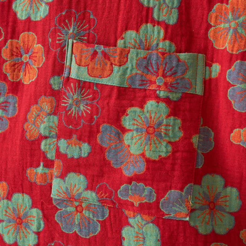Peignoir kimono en gaze de coton imprimé fleurs de prunier - image 7
