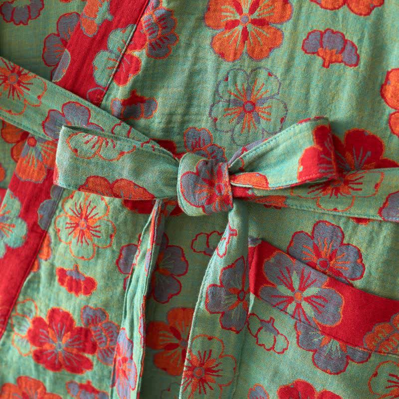 Peignoir kimono en gaze de coton imprimé fleurs de prunier - image 15