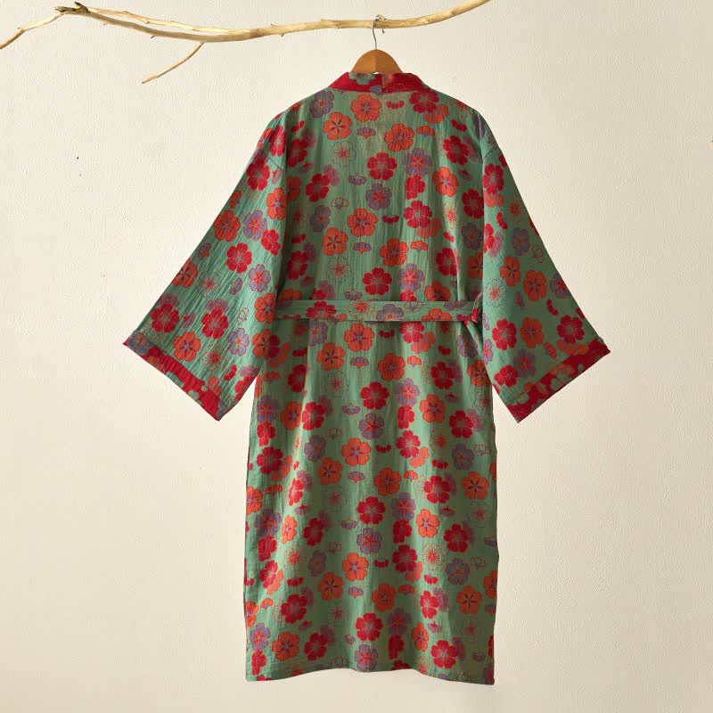 Peignoir kimono en gaze de coton imprimé fleurs de prunier - image 12