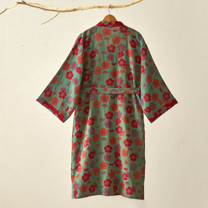 Peignoir kimono en gaze de coton imprimé fleurs de prunier - image 12