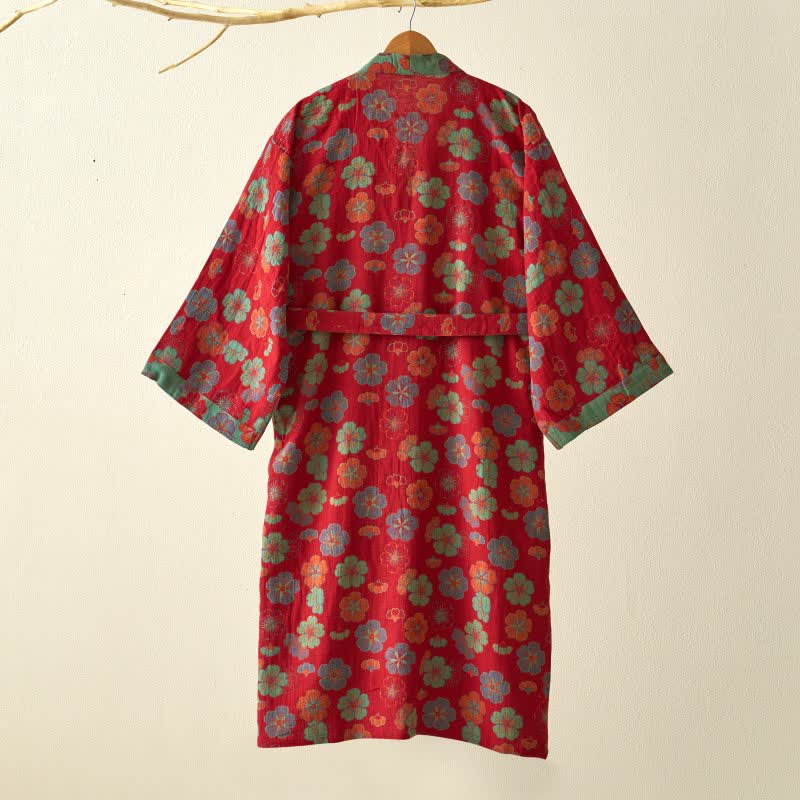 Peignoir kimono en gaze de coton imprimé fleurs de prunier - image 3