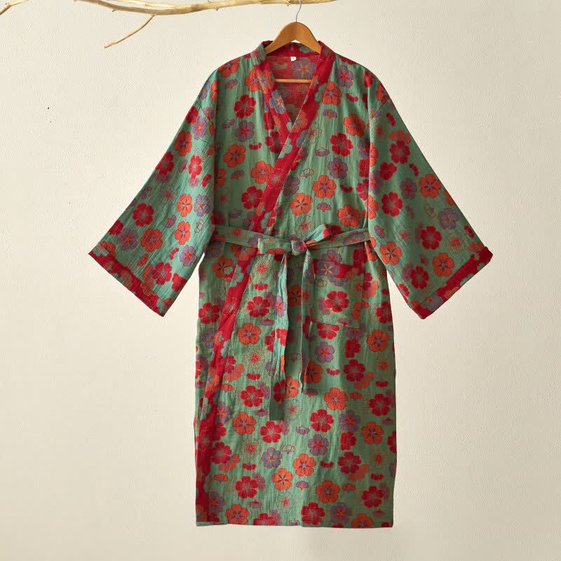 Peignoir kimono en gaze de coton imprimé fleurs de prunier - image 11