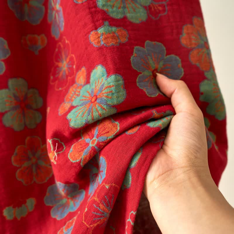 Peignoir kimono en gaze de coton imprimé fleurs de prunier - image 9