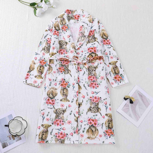 Peignoir en peluche à motifs animaux et floraux - XXL - image 0