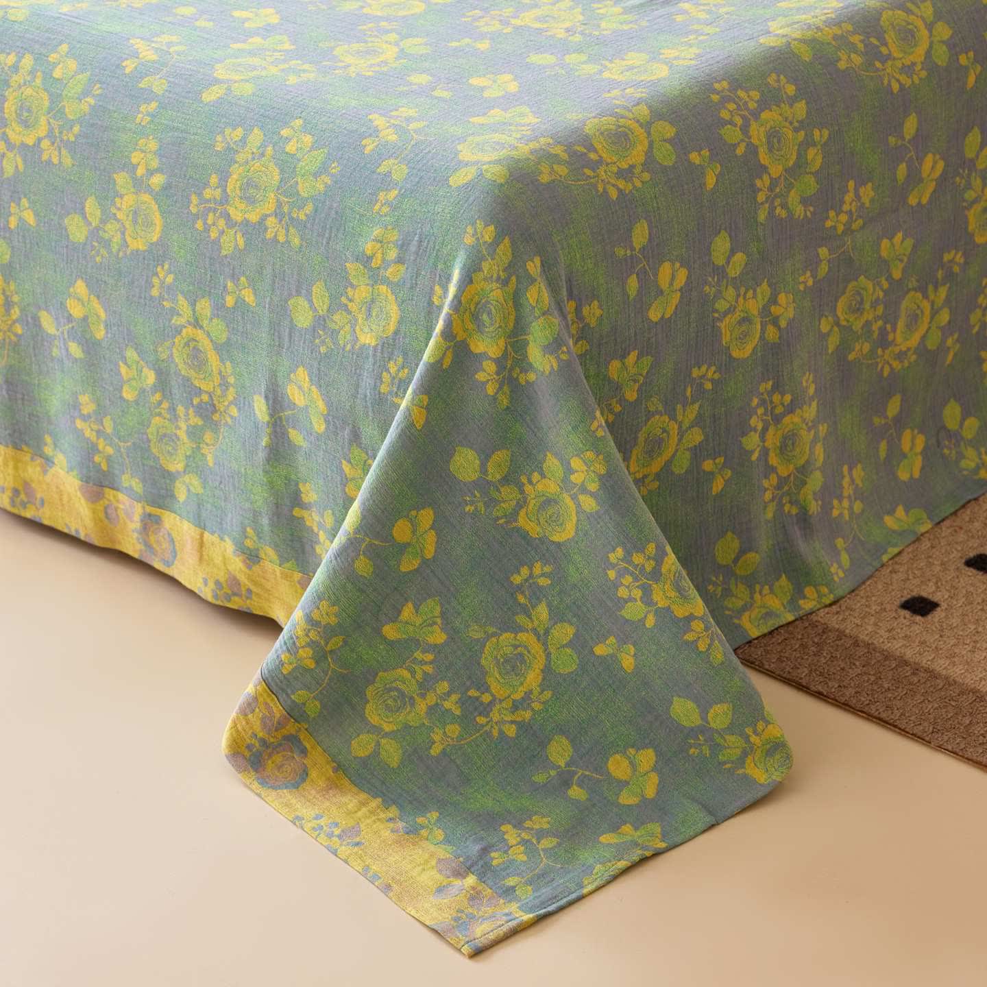 Couvre-lit en gaze de coton à motif jacquard rose - image 3