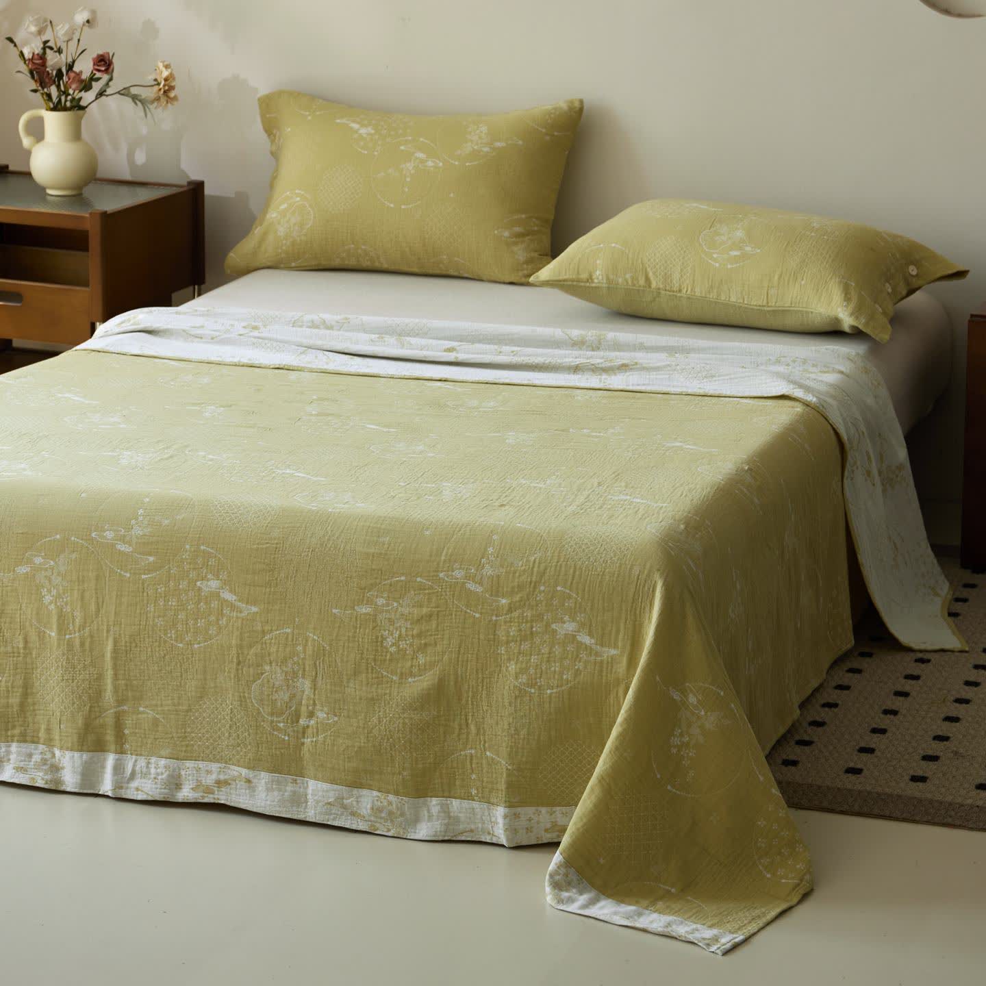Couvre-lit en gaze de coton jacquard vintage - Couvre-lit avec 2 taies d'oreiller - 240 cm x 270 cm - image 0