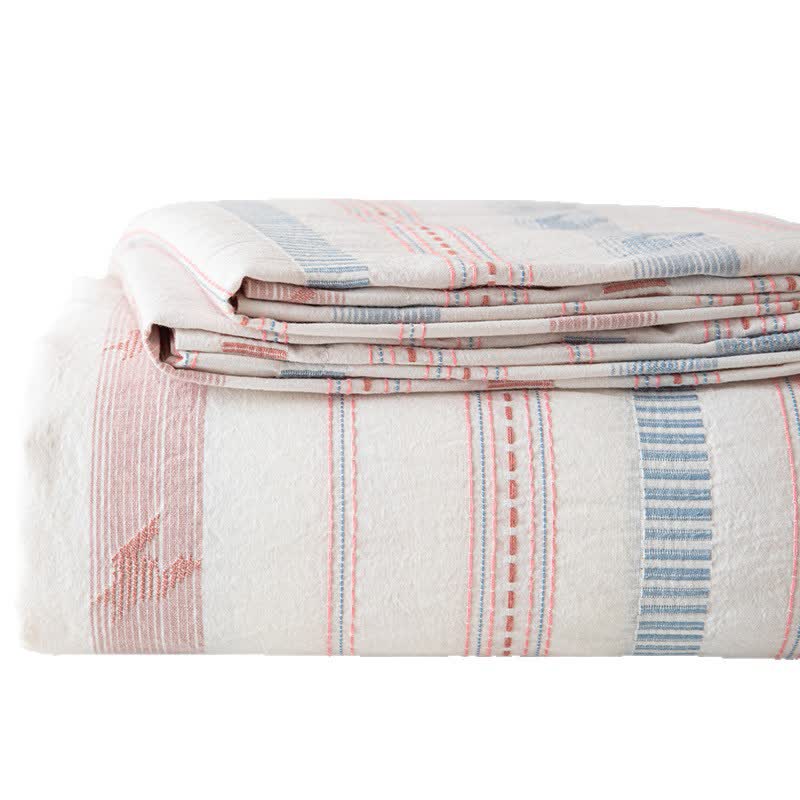 Couvre-lit jacquard rayé en pur coton - image 9