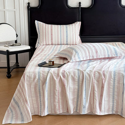 Couvre-lit jacquard rayé en pur coton - Rose - 2 taies d'oreiller - 48 cm x 74 cm - image 2