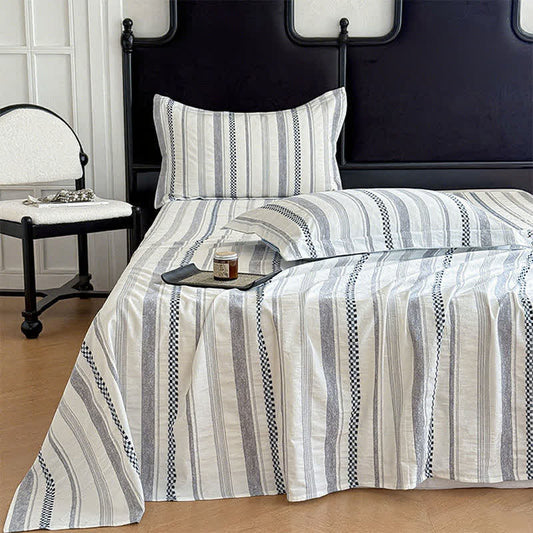 Couvre-lit en pur coton à motif jacquard - Bleu - 2 taies d'oreiller - 48 cm x 74 cm - image 0