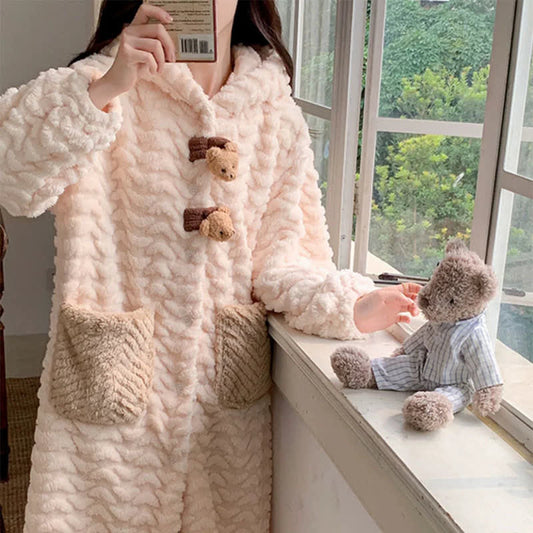 Peignoir avec capuche et bouton en peluche ours - peignoir - XXL - image 0