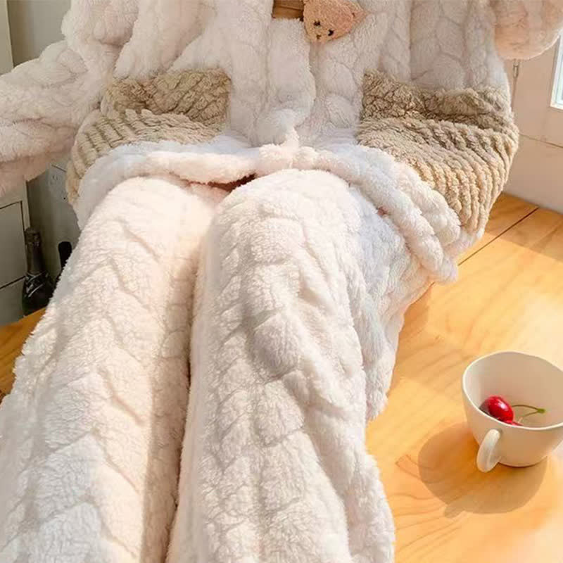 Peignoir avec capuche et bouton en peluche ours - pantalon - XXL - image 7