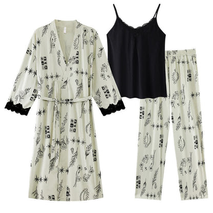 Ensemble pyjama 3 pièces à imprimé floral noir - XL - image 10