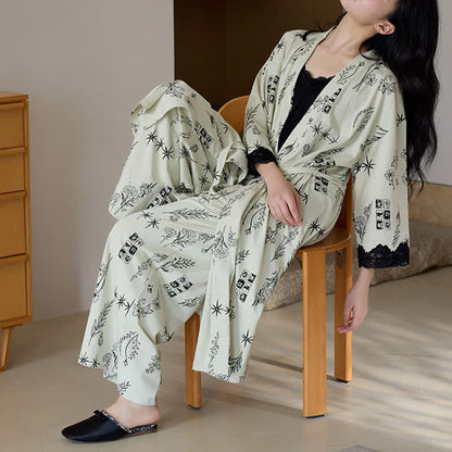 Ensemble pyjama 3 pièces à imprimé floral noir - image 6