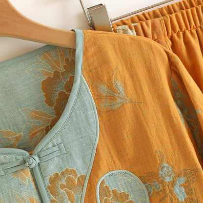 Ensemble pyjama en coton de style oriental avec pivoines - image 3