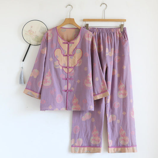 Ensemble de pyjama en coton de style oriental avec motif citrouille - XL - image 0