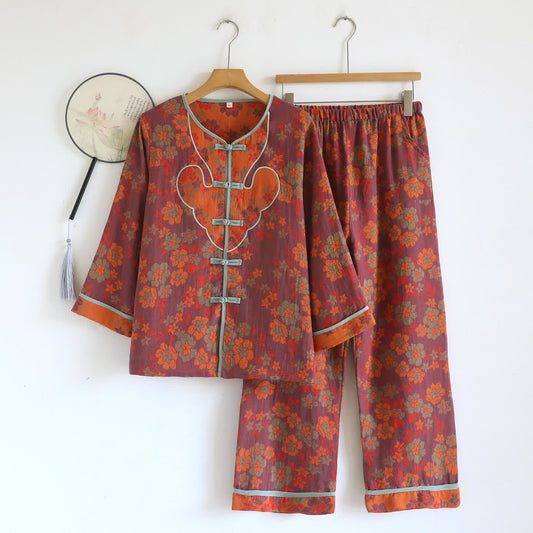 Ensemble pyjama en coton à motif floral oriental - XL - image 0