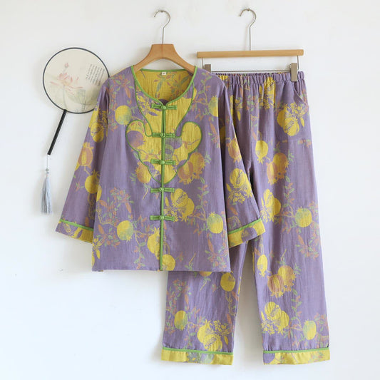 Ensemble pyjama en coton de style oriental à la grenade - XL - image 0