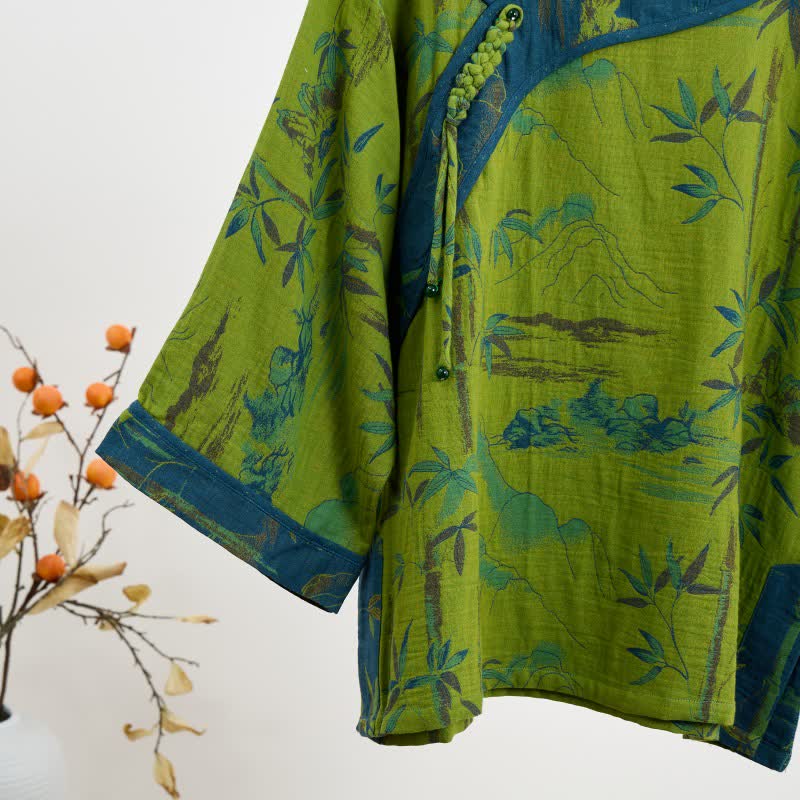 Ensemble pyjama oriental en coton et bambou avec pompons - image 5