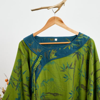 Ensemble pyjama oriental en coton et bambou avec pompons - image 3