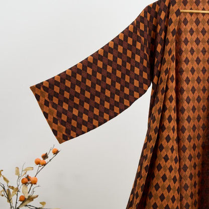 Peignoir kimono en gaze de coton à motif losanges - image 3