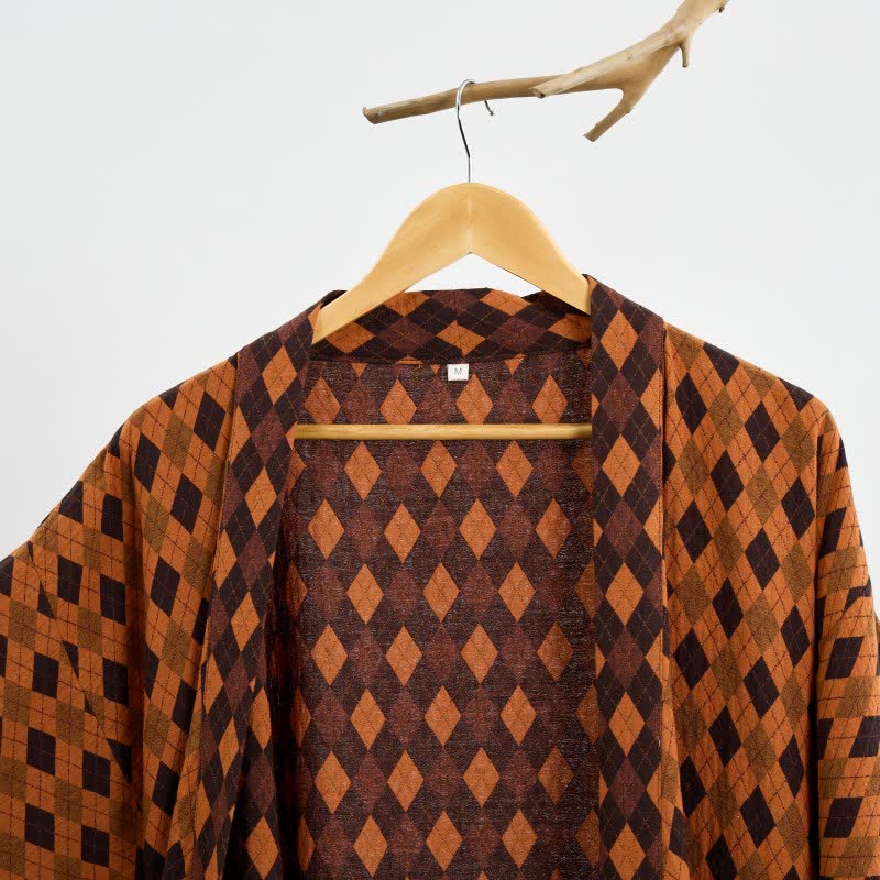 Peignoir kimono en gaze de coton à motif losanges - image 8