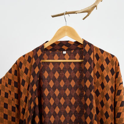 Peignoir kimono en gaze de coton à motif losanges - image 8