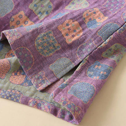 Pyjama à manches longues en coton vintage avec motif chat - image 2