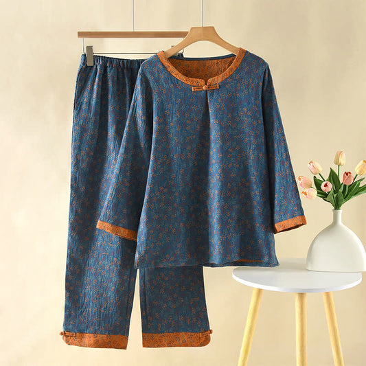 Pyjama à manches longues en coton vintage - XL - image 0