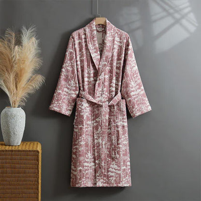 Peignoir en gaze de coton botanique double épaisseur - Rose - XL - image 4