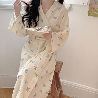 Peignoir kimono bleu à motif nœud - XXL - image 1