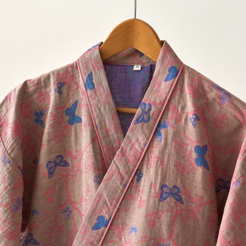 Ensemble de vêtements d'intérieur kimono en gaze de coton avec motif papillon - image 5