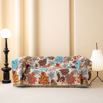 Couette en coton avec feuilles tropicales et pompons floraux - image 1