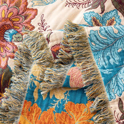 Couette en coton avec feuilles tropicales et pompons floraux - image 4