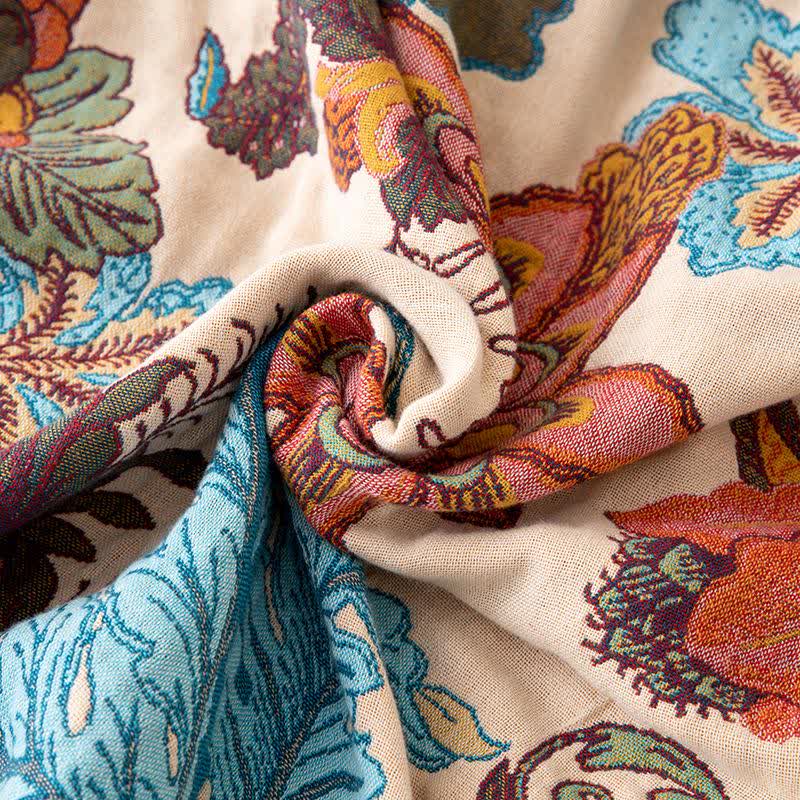Couette en coton avec feuilles tropicales et pompons floraux - image 3