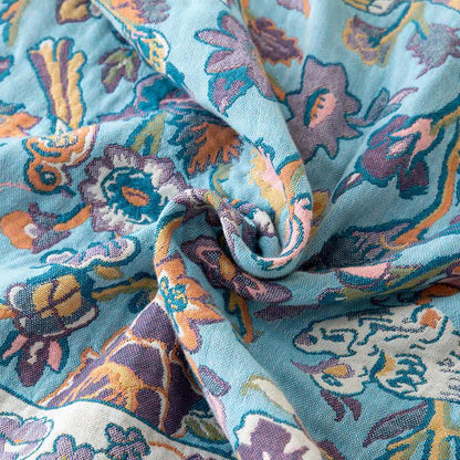 Couette en gaze de coton bleue à motif floral - image 5